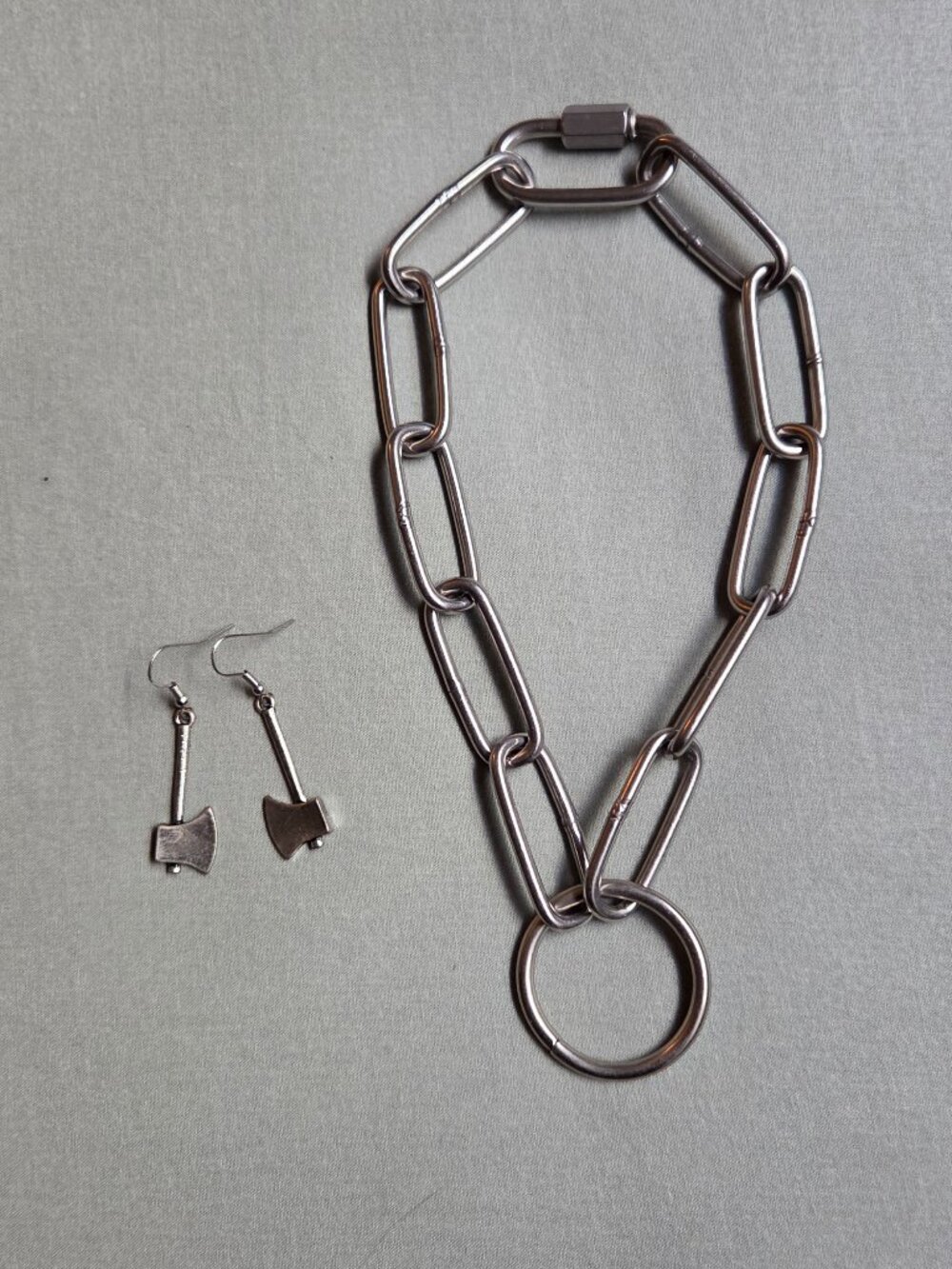 Chain and Ax Necklace and Earring set